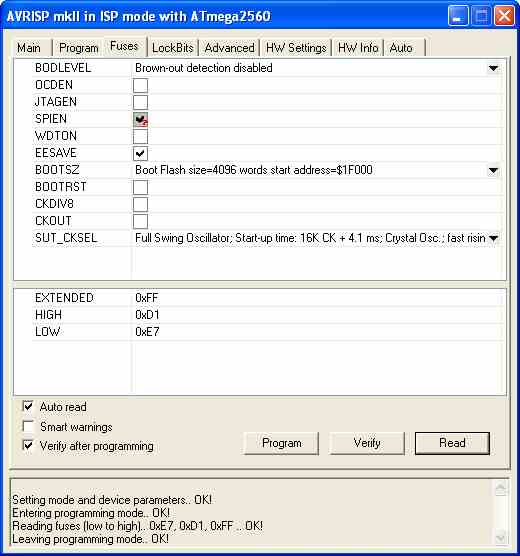 AVRISP fuses